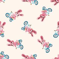 Animal rabbit doing sports cartoon seamless pattern background