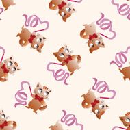 Animal cat doing sports cartoon seamless pattern background