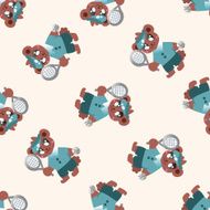 Animal bear doing sports cartoon seamless pattern background