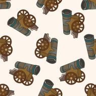 cannon cartoon seamless pattern background N3