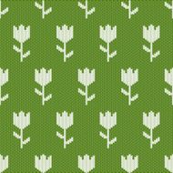 Seamless pattern of white knitted tulips