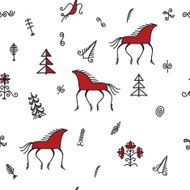 Mezen pattern with reindeer
