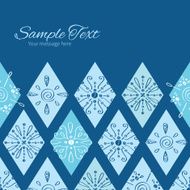 Vector abstract blue doodle rhombus horizontal frame seamless pattern background