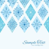 Vector abstract blue doodle rhombus horizontal border card template