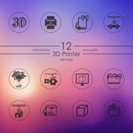 Set of three d printer icons N2