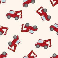 transportation tow truck cartoon seamless pattern background