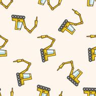 Transportation excavator truck cartoon seamless pattern background N5