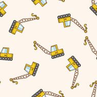 Transportation excavator truck cartoon seamless pattern background N7