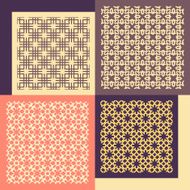 Set of four seamless patterns Vintage geometric ornaments N3