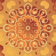 Orient vector patter with stylized flower N2