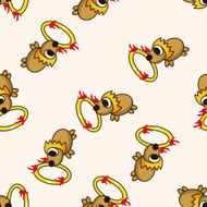 circus animal cartoon seamless pattern background N11