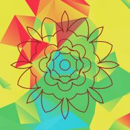 Stylized flower over bright triangles background