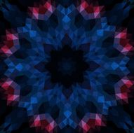 Stylized round mandala-like design on black