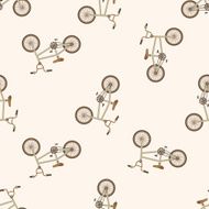 transportation bike cartoon seamless pattern background N25