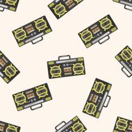 radio cartoon seamless pattern background N36
