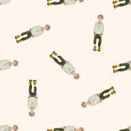 people cartoon seamless pattern background N3
