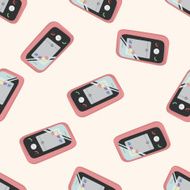 cellphone cartoon seamless pattern background N16