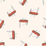 camping utility knives cartoon seamless pattern background N2