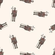 Medieval character cartoon seamless pattern background N16