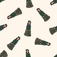 Medieval character cartoon seamless pattern background N22