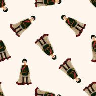 Medieval character cartoon seamless pattern background N24