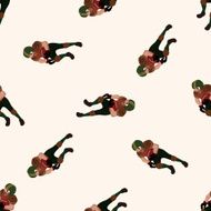 football player cartoon seamless pattern background N9