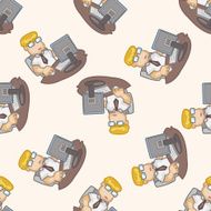 Office workers cartoon seamless pattern background N54
