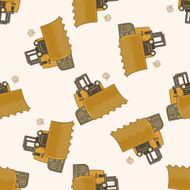 Transportation excavator truck cartoon seamless pattern background N8