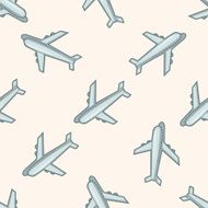 transportation airplane cartoon seamless pattern background N17