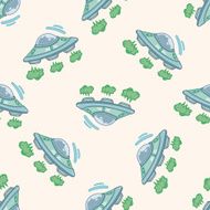 ufo cartoon seamless pattern background N10