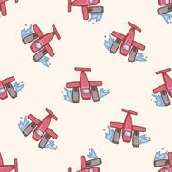 transportation airplane cartoon seamless pattern background N20