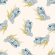 spaceman cartoon seamless pattern background N6