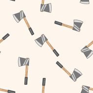 work tool axe cartoon seamless pattern background