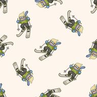 Extreme Sports cartoon seamless pattern background N33