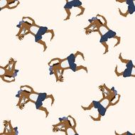Wolf in three Little Pigs cartoon seamless pattern background