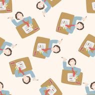 Office workers cartoon seamless pattern background N61
