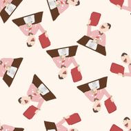 Office workers cartoon seamless pattern background N62