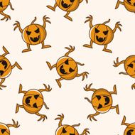 bizarre monster theme pumpkin cartoon seamless pattern background