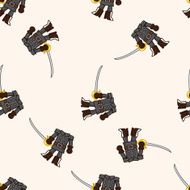 bizarre monster cartoon seamless pattern background N25