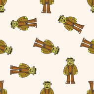 bizarre monster cartoon seamless pattern background N26