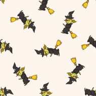 bizarre monster theme witch cartoon seamless pattern background