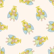angel cartoon seamless pattern background N31