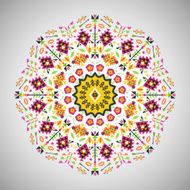 Ornamental round colorful geometric pattern in aztec style N8