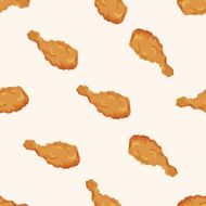 Fried foods theme chicken cartoon seamless pattern background N9