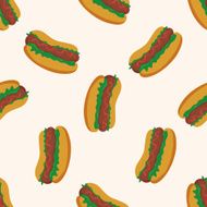 Fried foods theme hot dog cartoon seamless pattern background N7