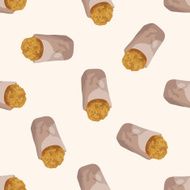 Fried foods theme chicken cartoon seamless pattern background N10