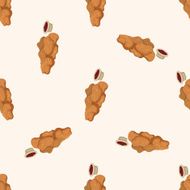 Fried foods theme chicken nuggets cartoon seamless pattern background N4