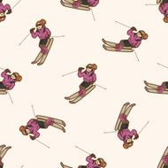 ski cartoon seamless pattern background N2