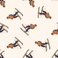 ski cartoon seamless pattern background N4