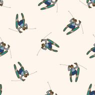 ski cartoon seamless pattern background N5